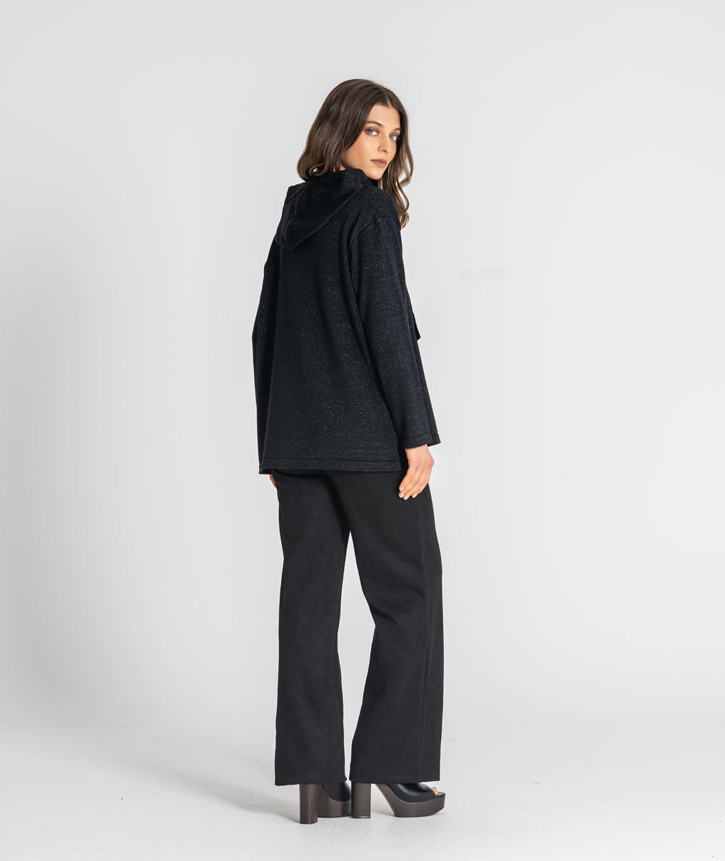 Faux leather pocket sweatshirt 3554