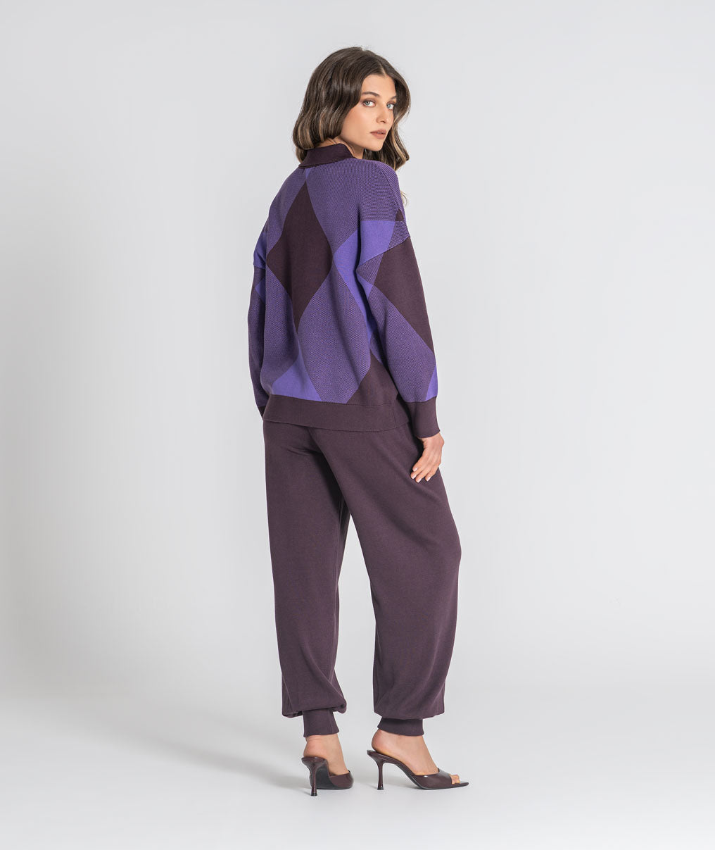 Camisola gola polo losangos 3558