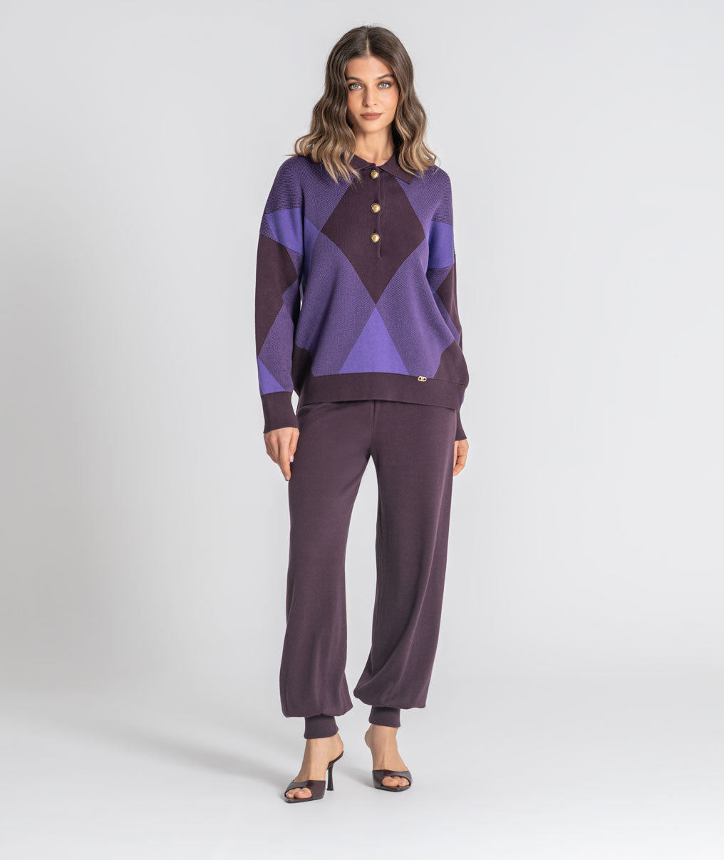 Camisola gola polo losangos 3558