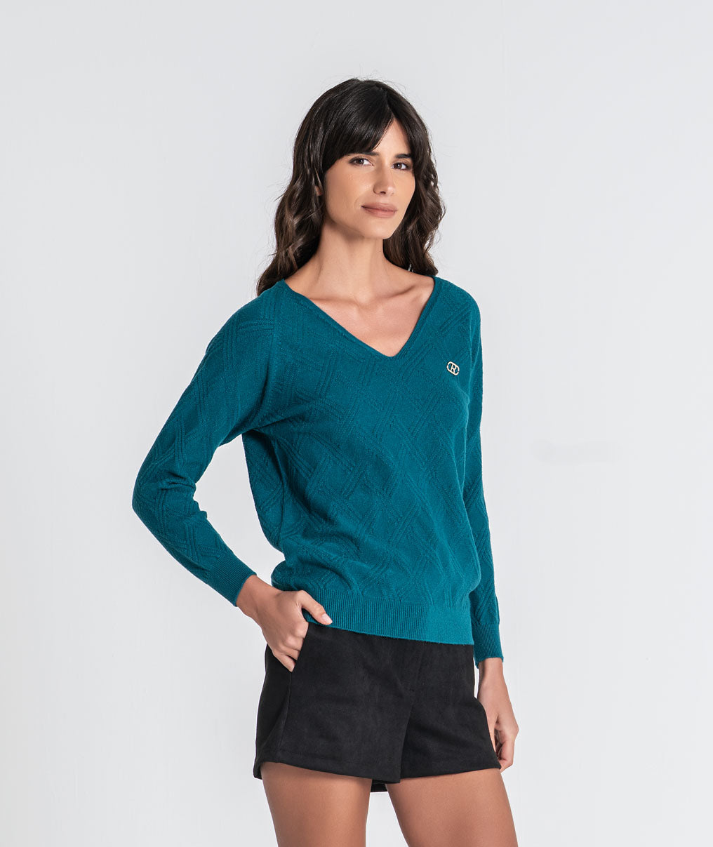 Textured jumper with plate r 3560