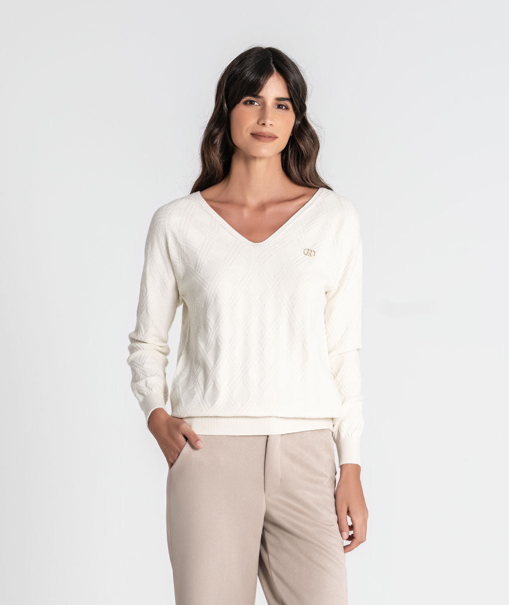 Textured jumper with plate r 3560