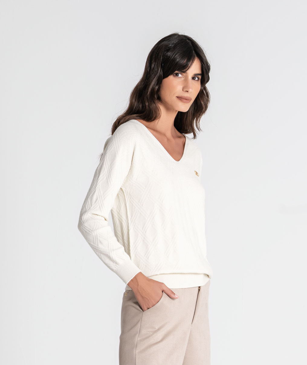 Textured jumper with plate r 3560