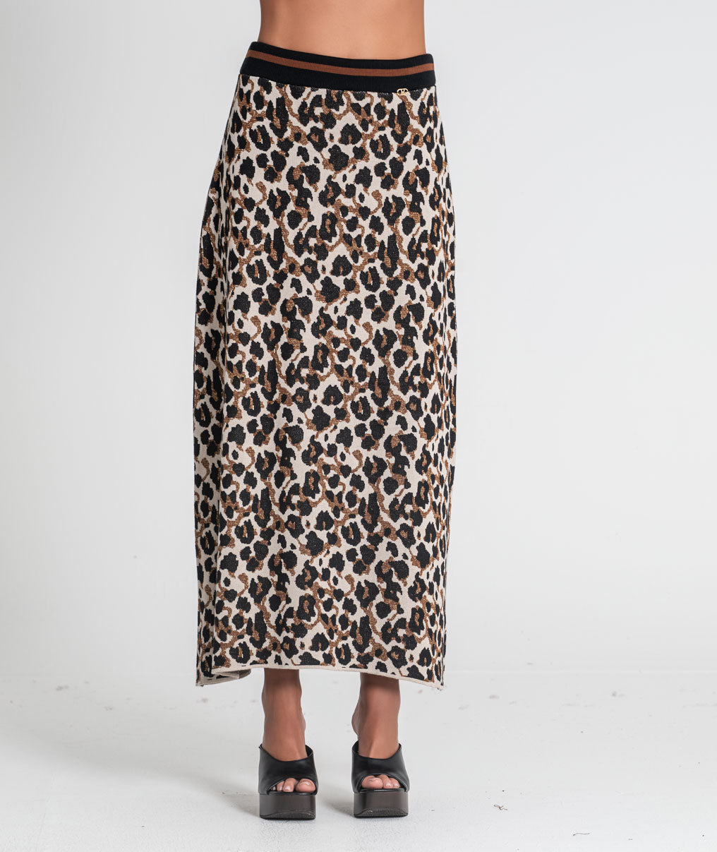 Long animal print skirt 3567
