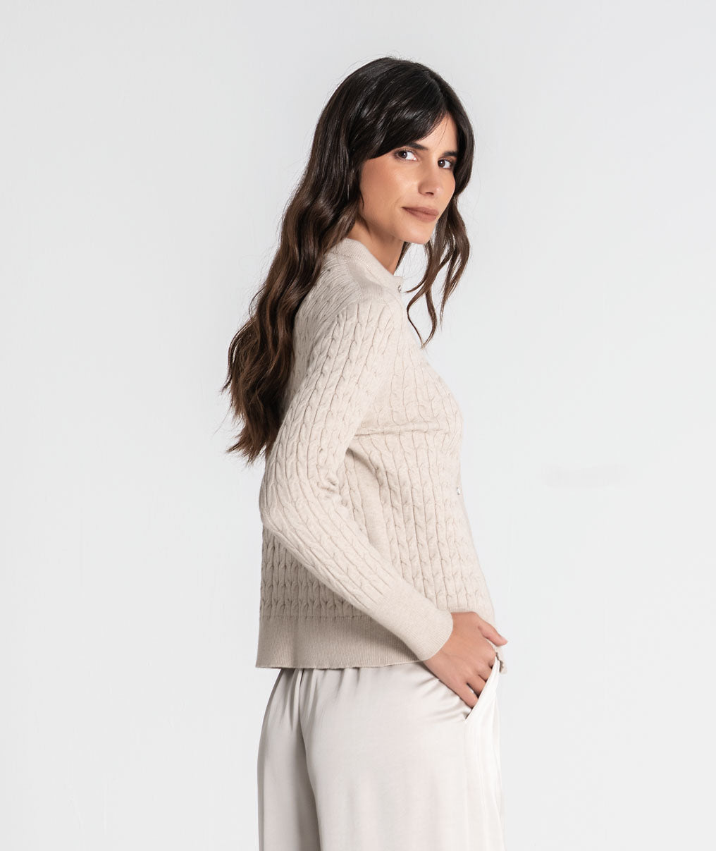 Braided cardigan with crystal buttons 3579