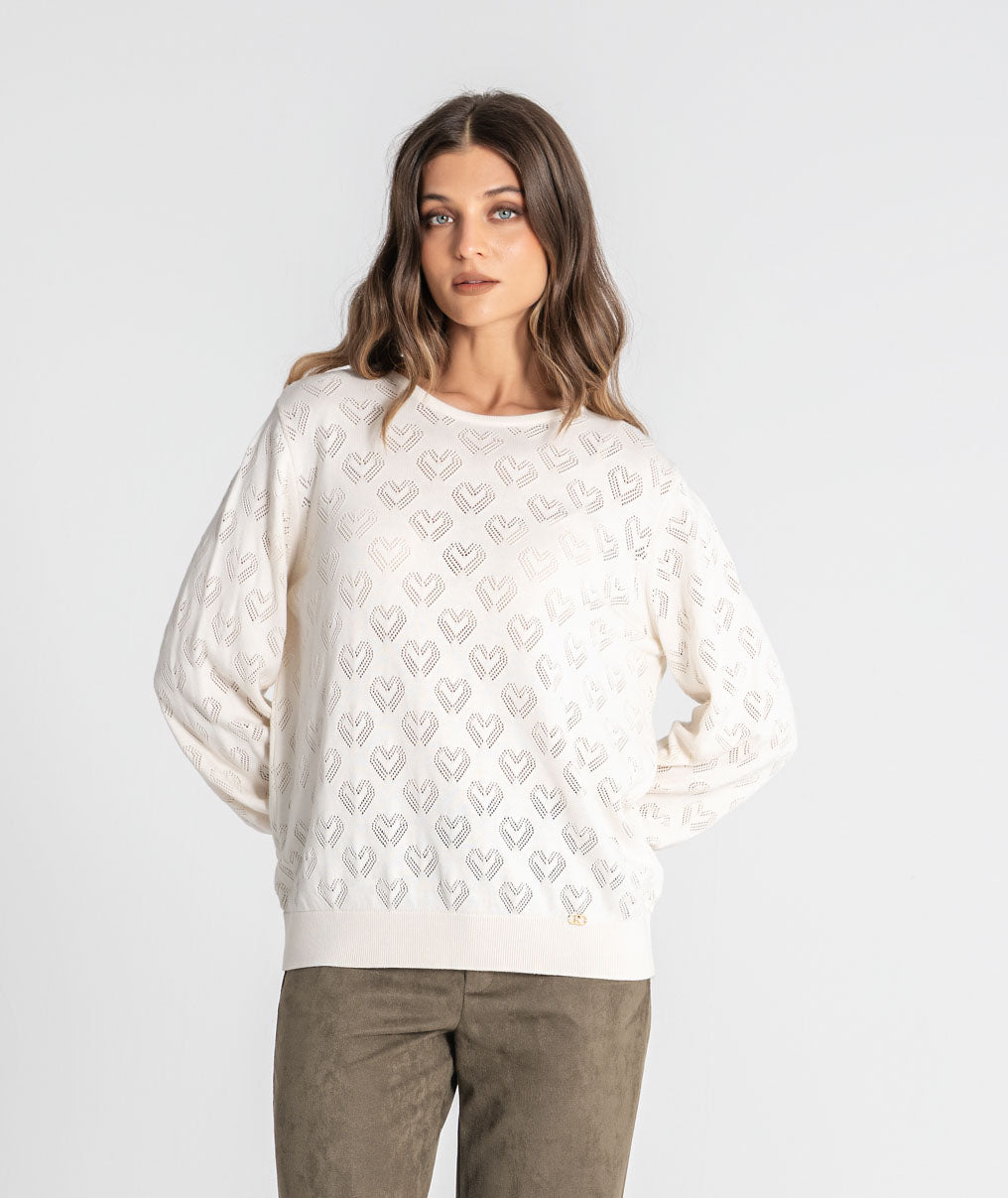 Perforated hearts sweater 3581