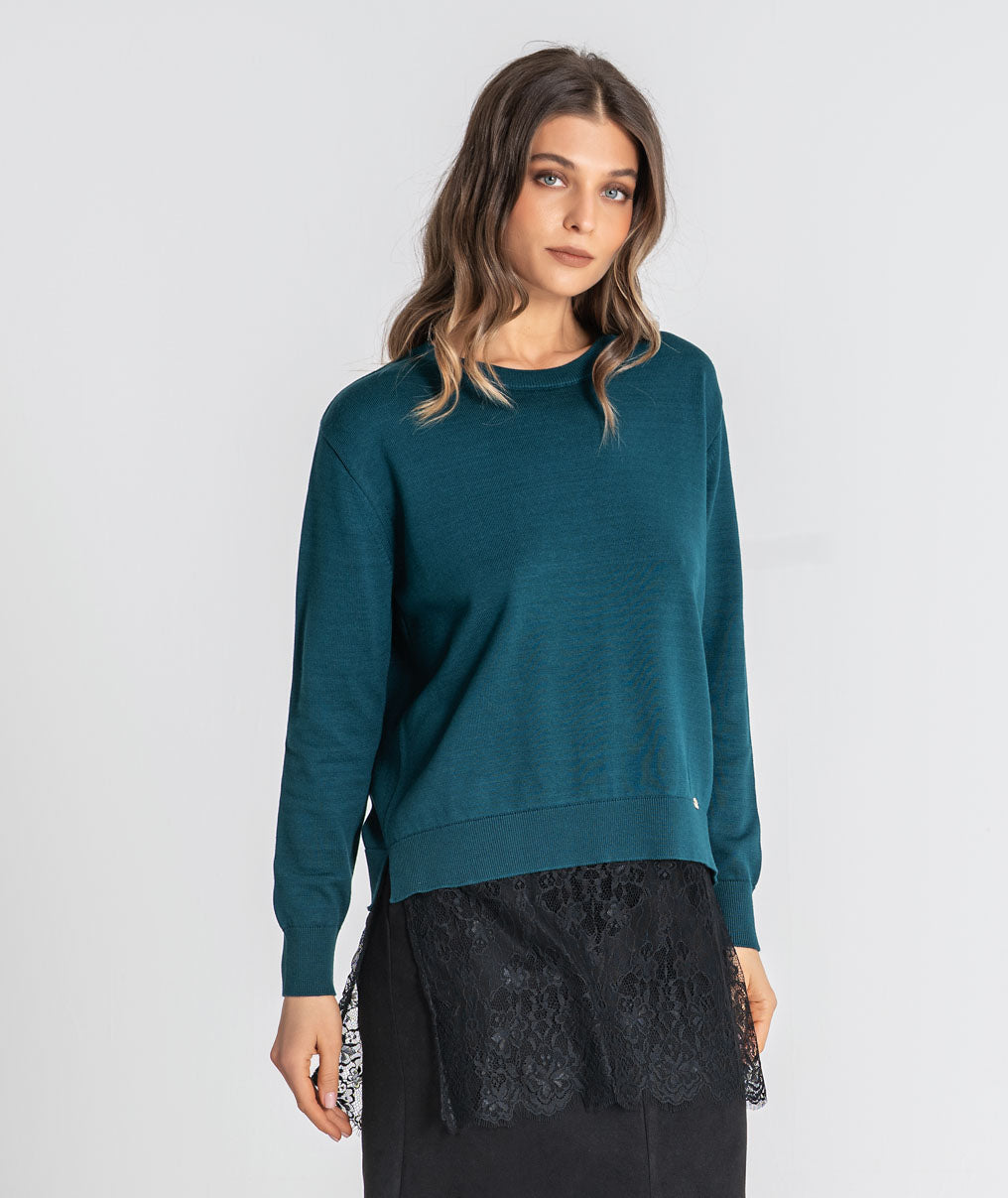Camisola oversize com renda 3588