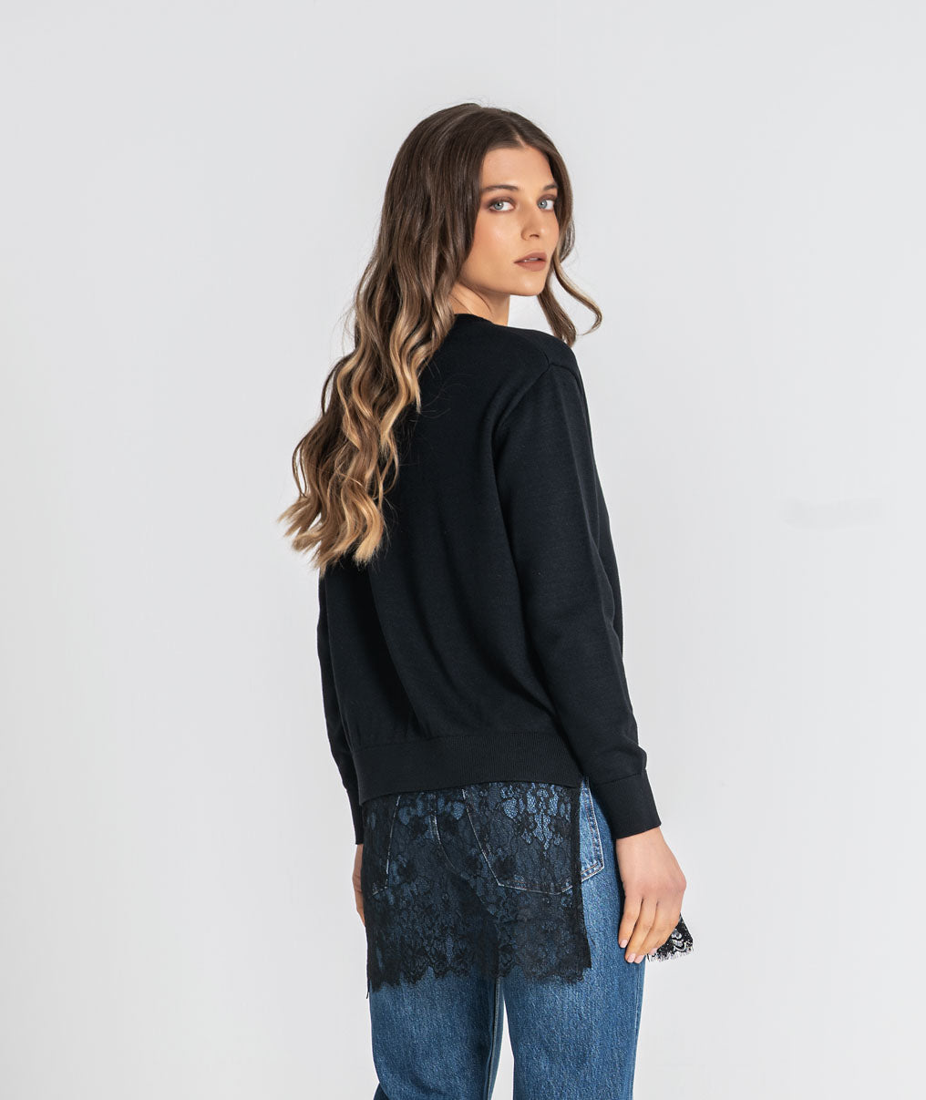 Camisola oversize com renda 3588