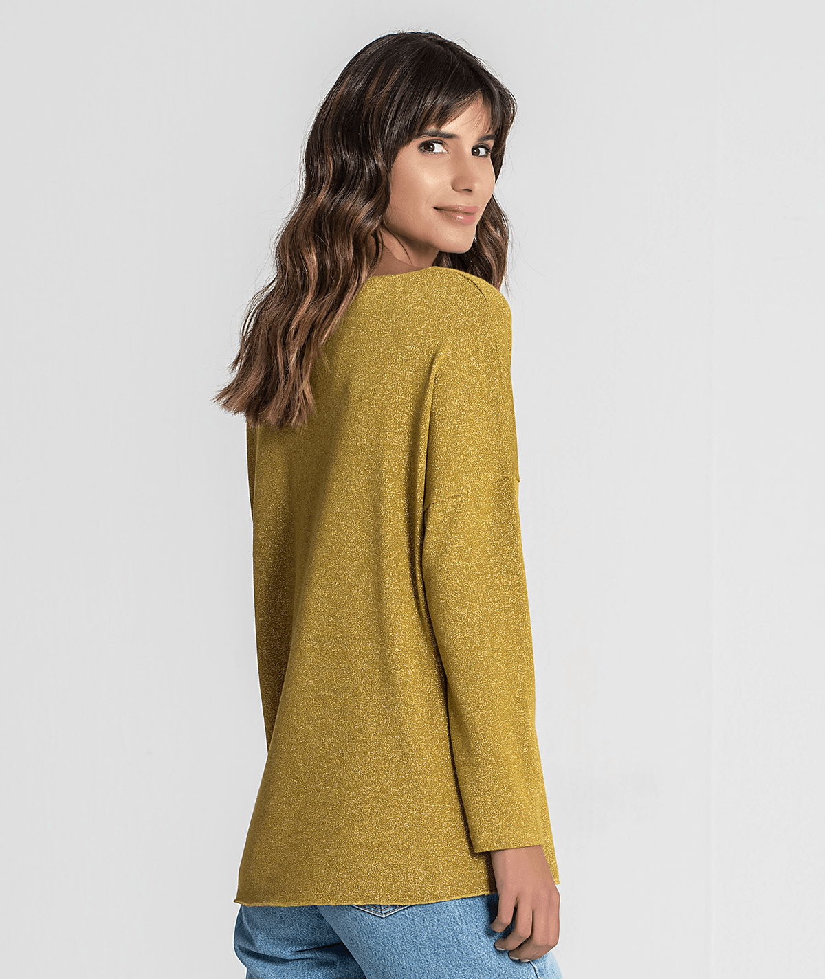 Camisola decote em v brilho 6184