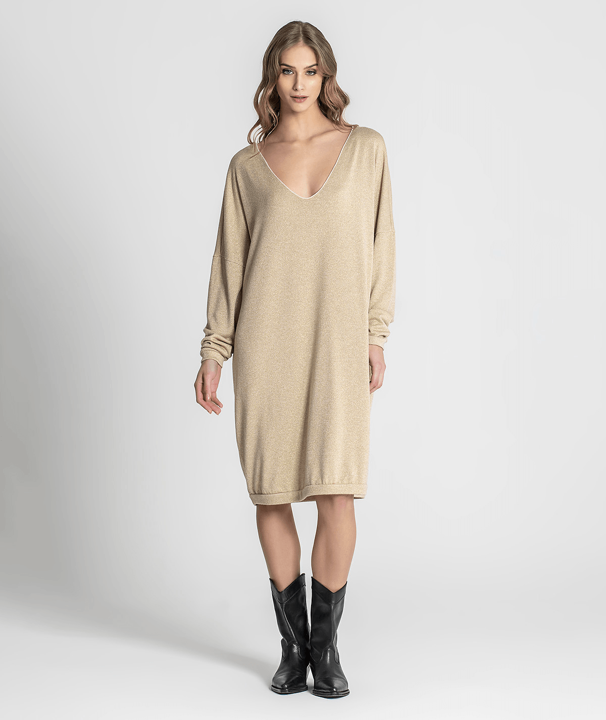 Vestido decote em v com brilho 6185