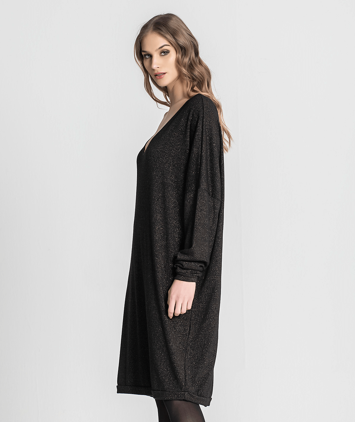 Vestido decote em v com brilho 6185