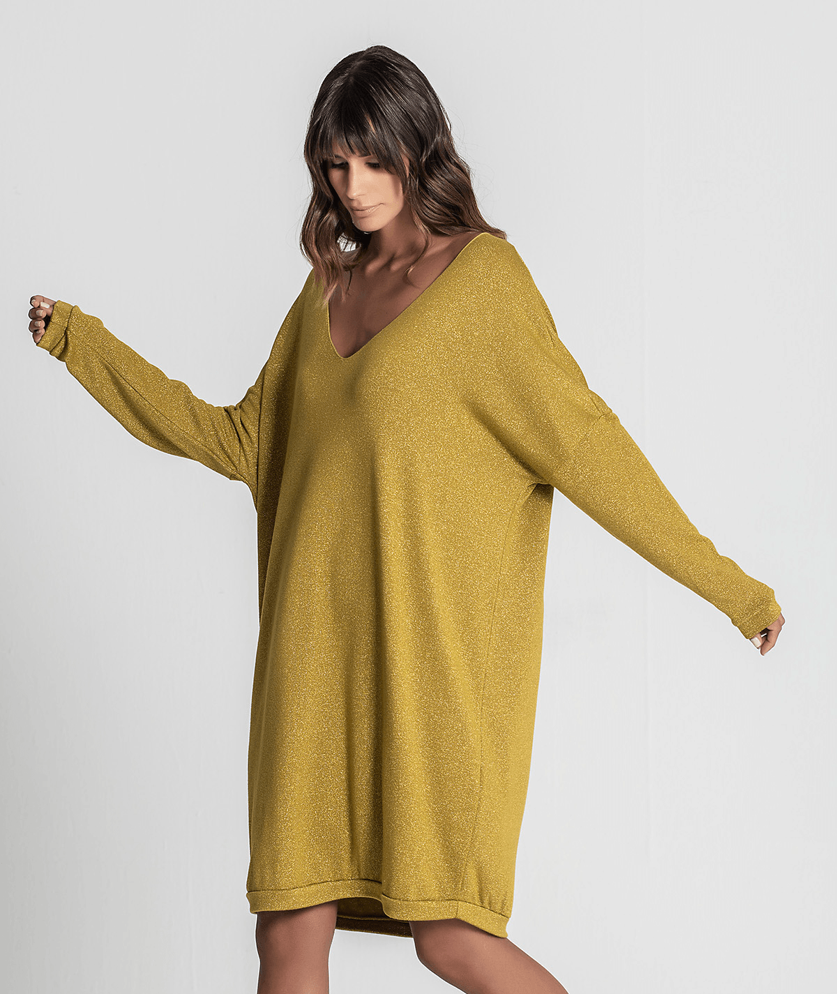 Vestido decote em v com brilho 6185