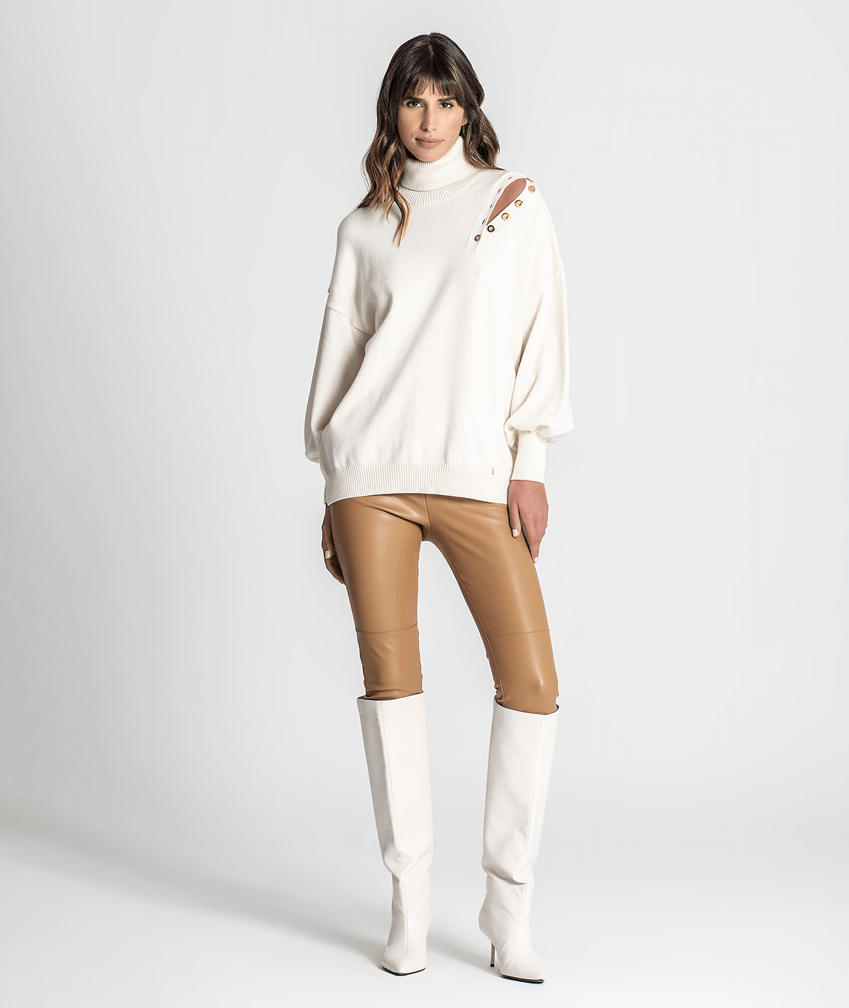 Leggings em napa com fecho lateral 6205