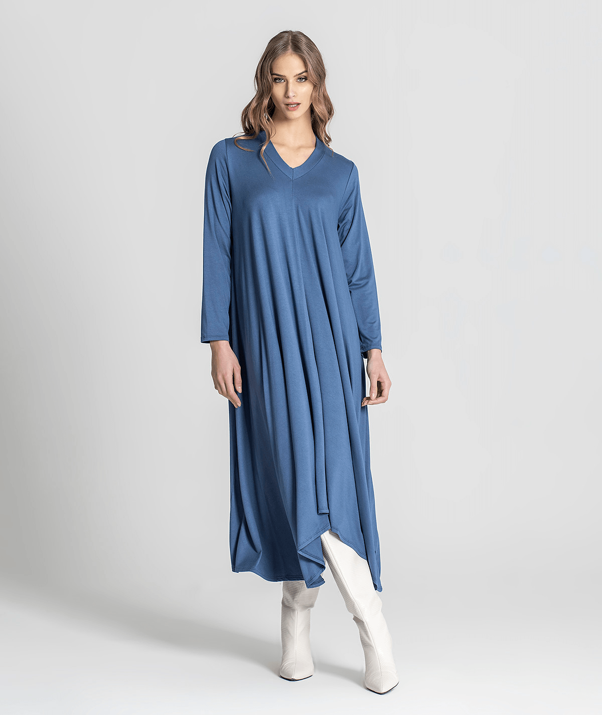 Vestido comprido decote em v 6220