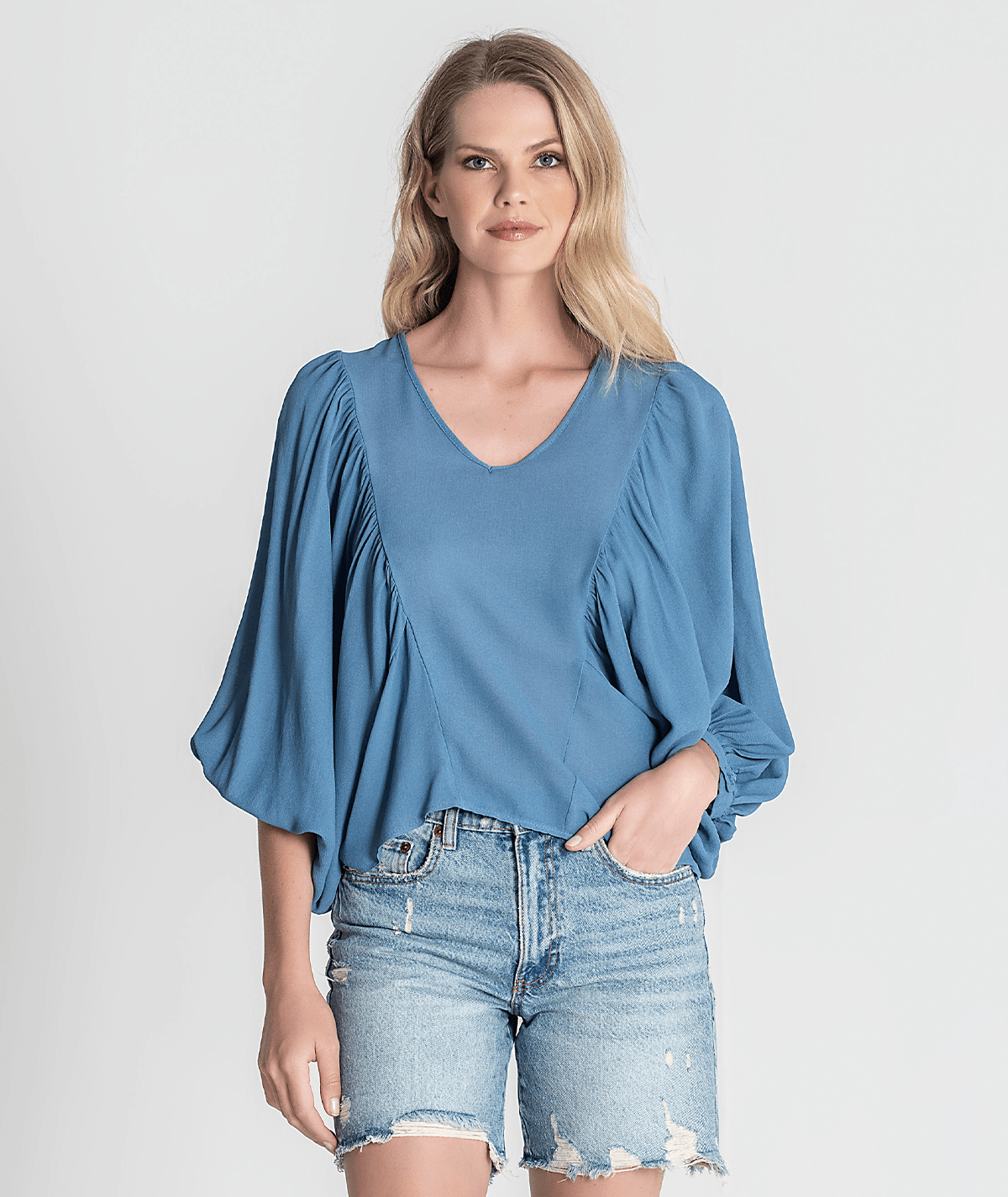 Blouse with gathered detail at the front 6223