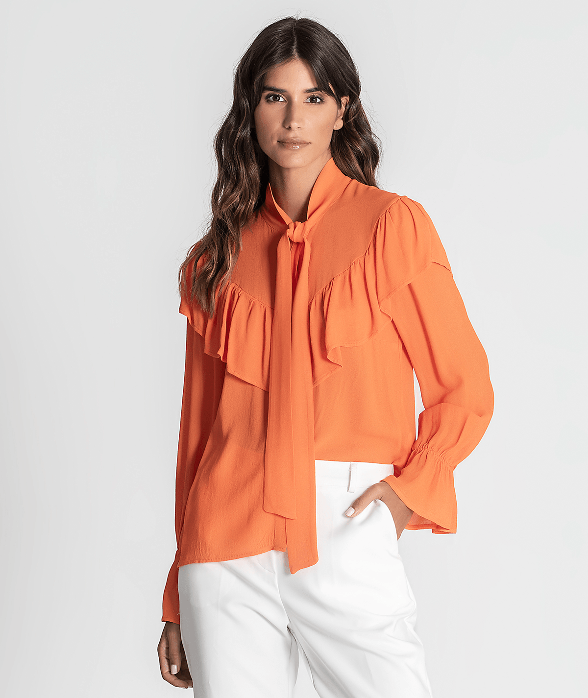 Blusa com folhos na frente e mangas 6225