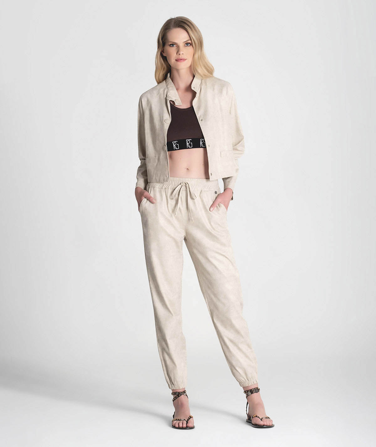 Calças jogger com cordão ajustável 6231