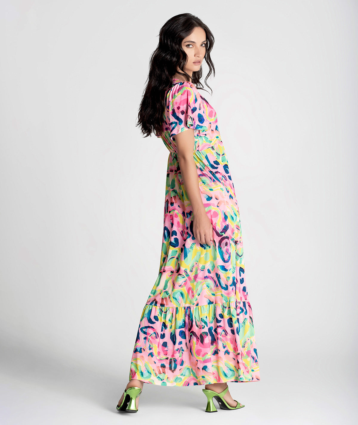 Vestido comprido com animal print 6258