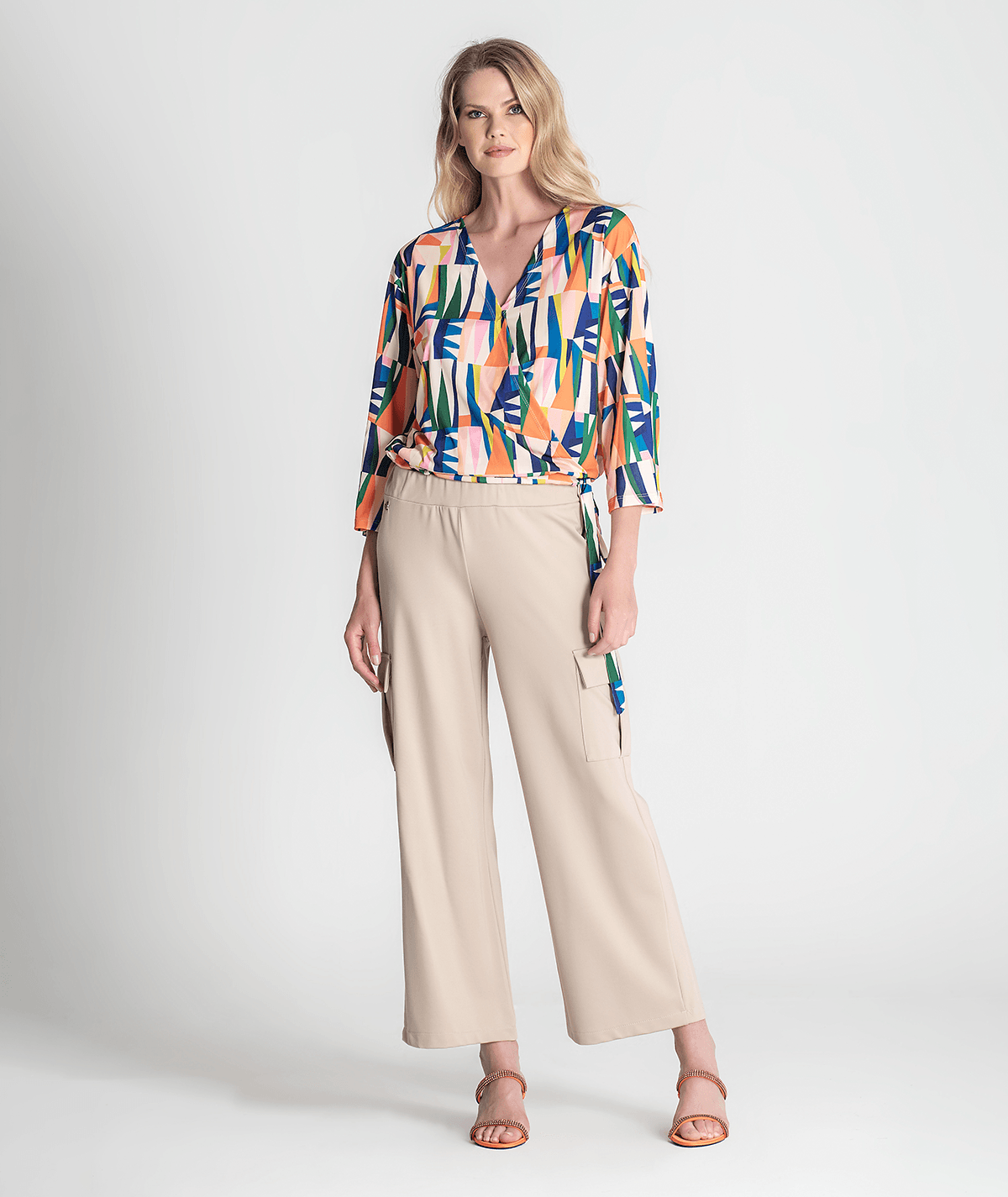 Wrap blouse with geometric pattern 6259