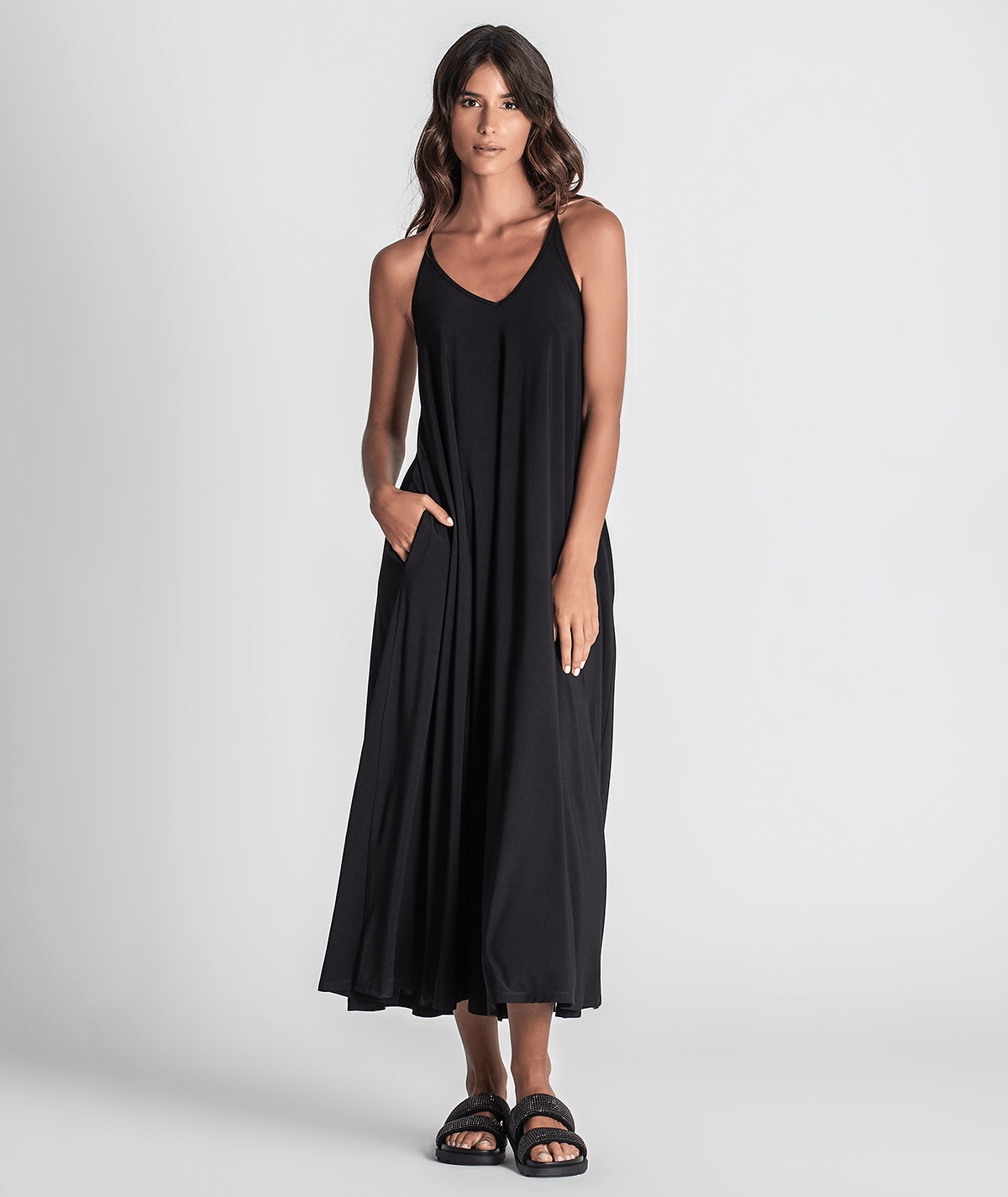 Vestido alças cruzado nas costas 6266