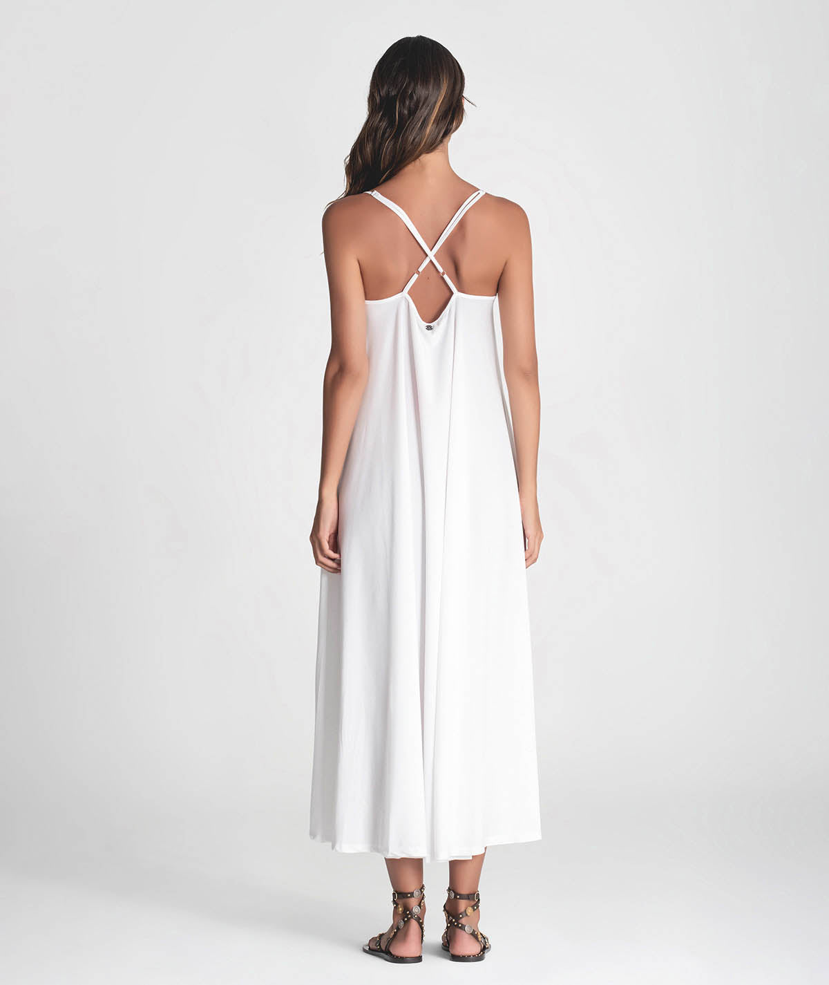 Vestido alças cruzado nas costas 6266