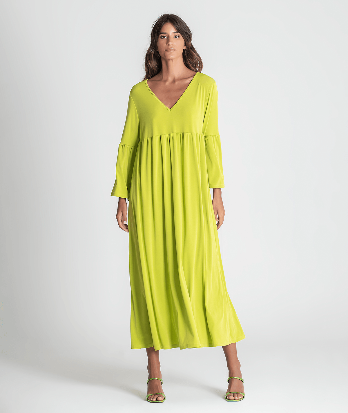 Vestido decote em V manga comprida 6269