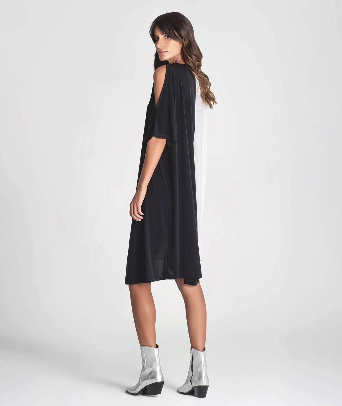 Vestido decote redondo bicolor 6270