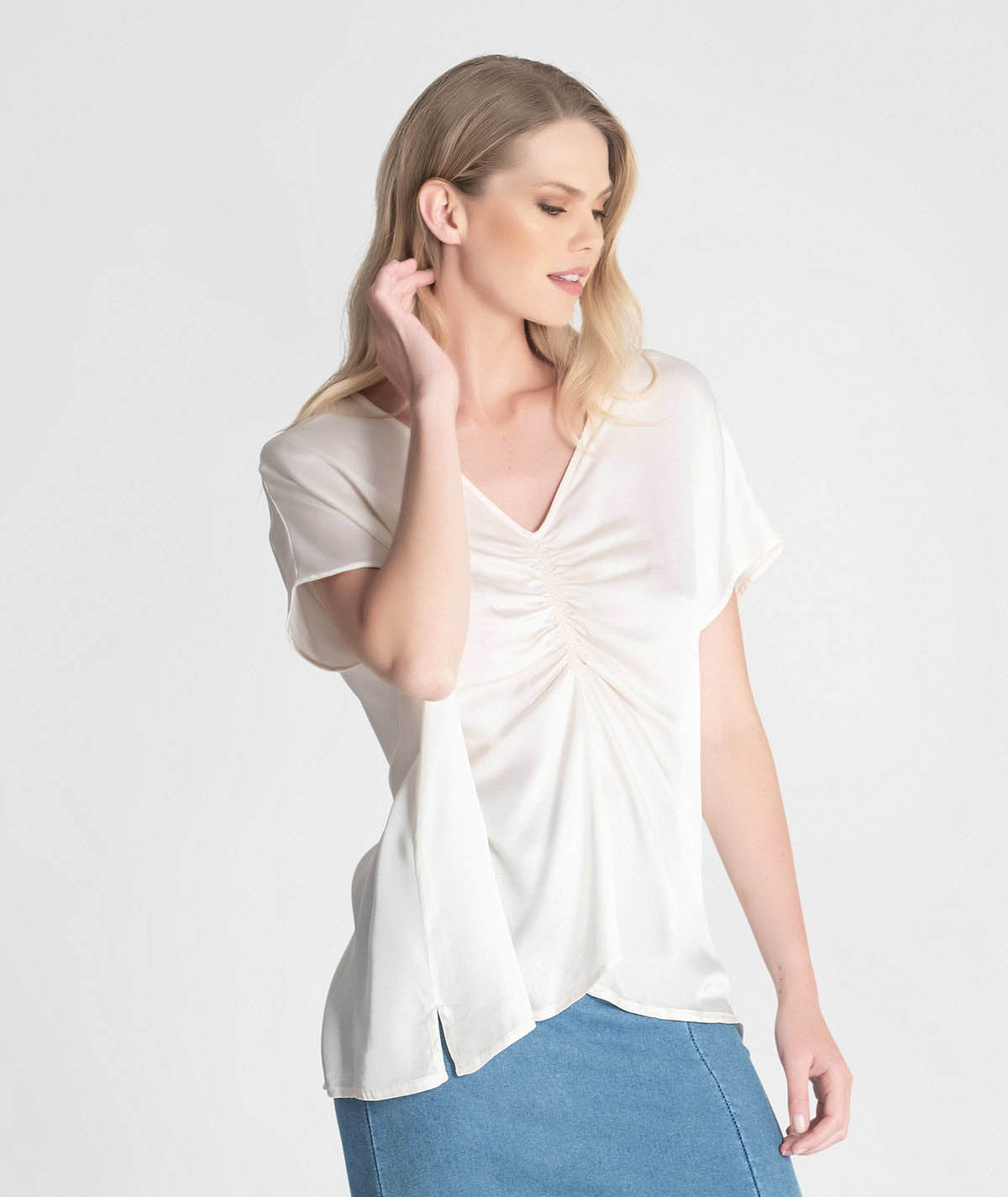 V-neck blouse with draping 6273