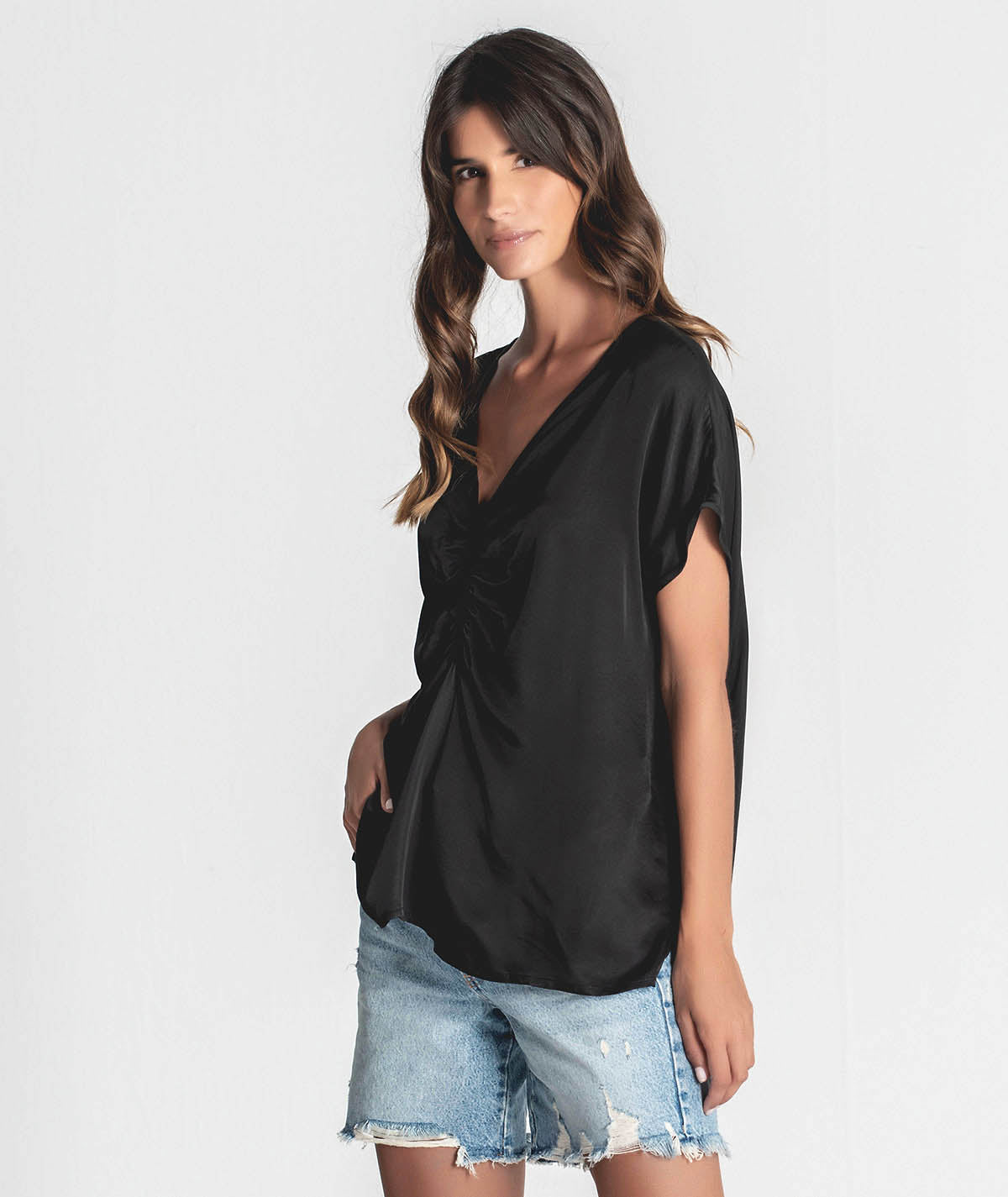 V-neck blouse with draping 6273