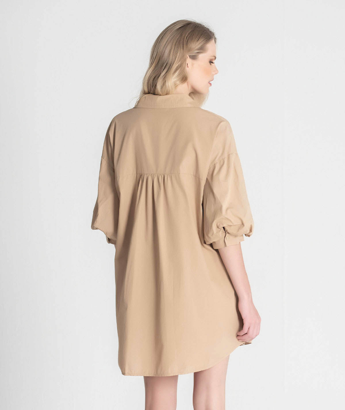 Vestido camiseiro com mangas balão 6284
