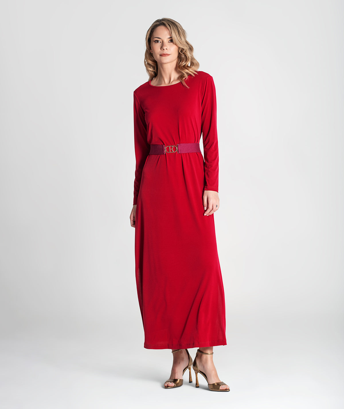 Vestido decote redondo com cinto 6306