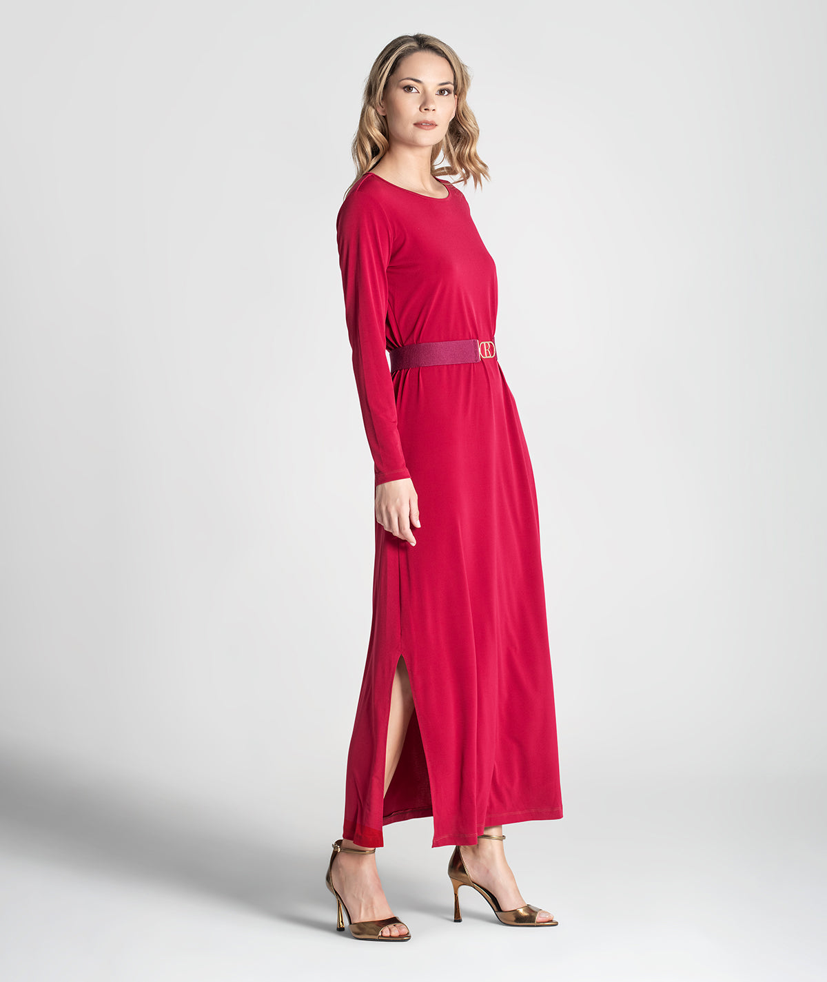 Vestido decote redondo com cinto 6306