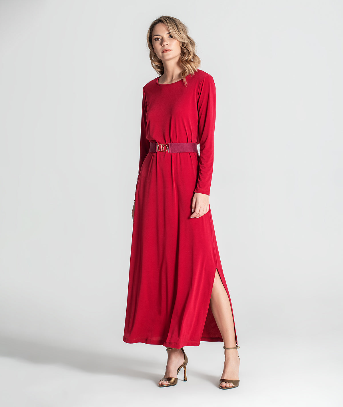 Vestido decote redondo com cinto 6306