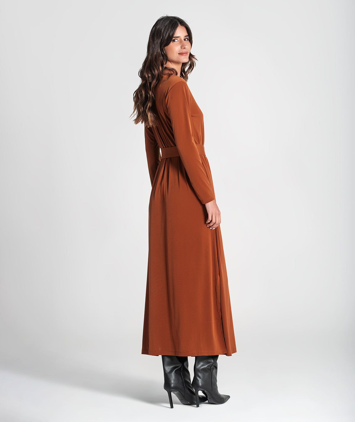 Vestido decote redondo com cinto 6306