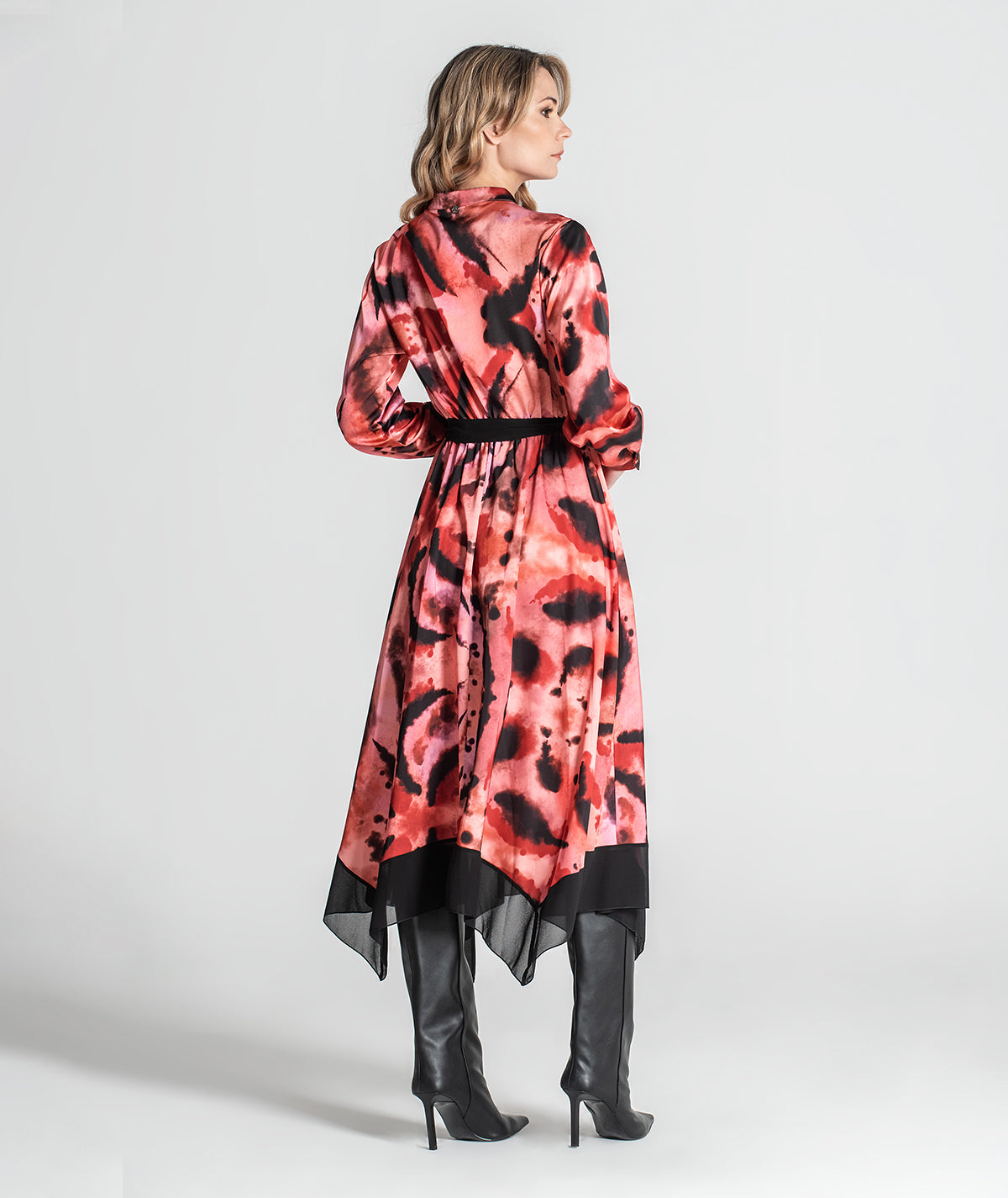 Vestido com padrão e cinto amovível 6339