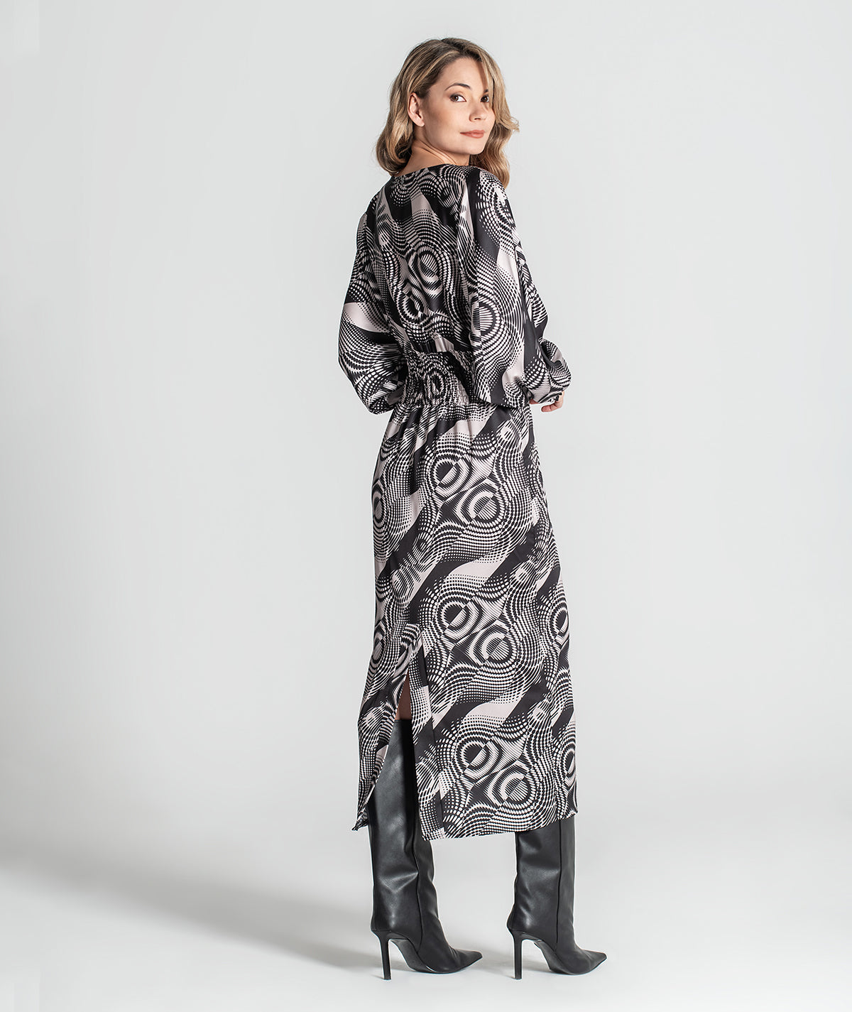 Vestido decote em v com padrão 6340