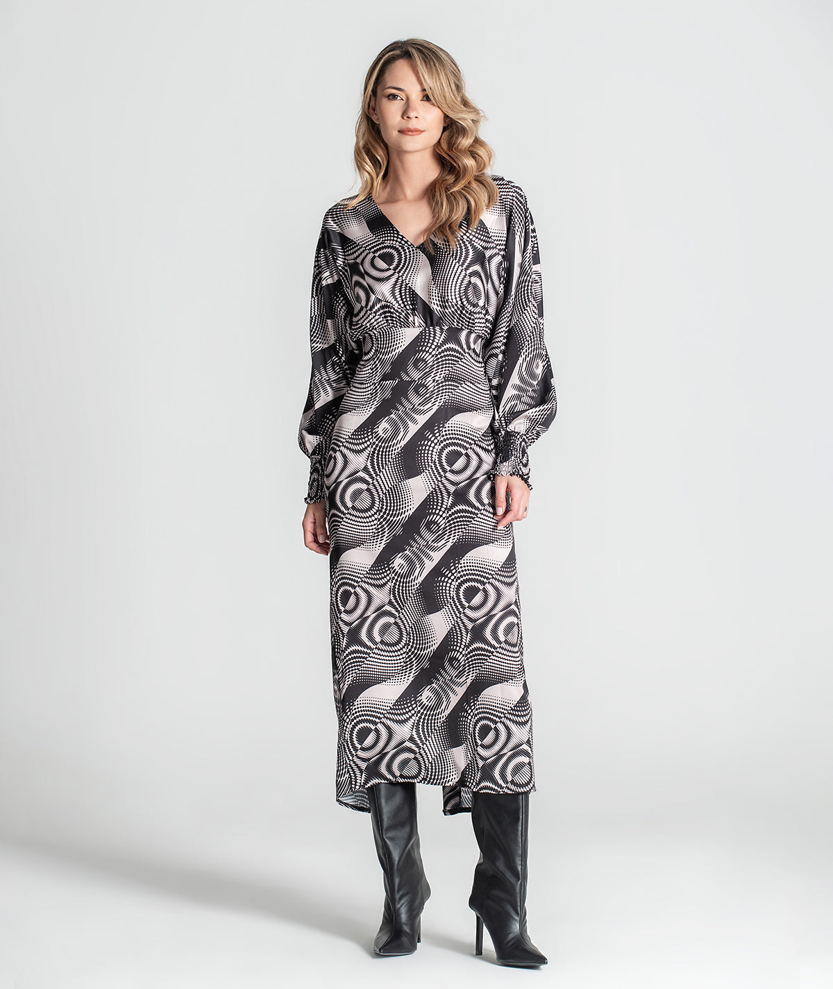 Vestido decote em v com padrão 6340