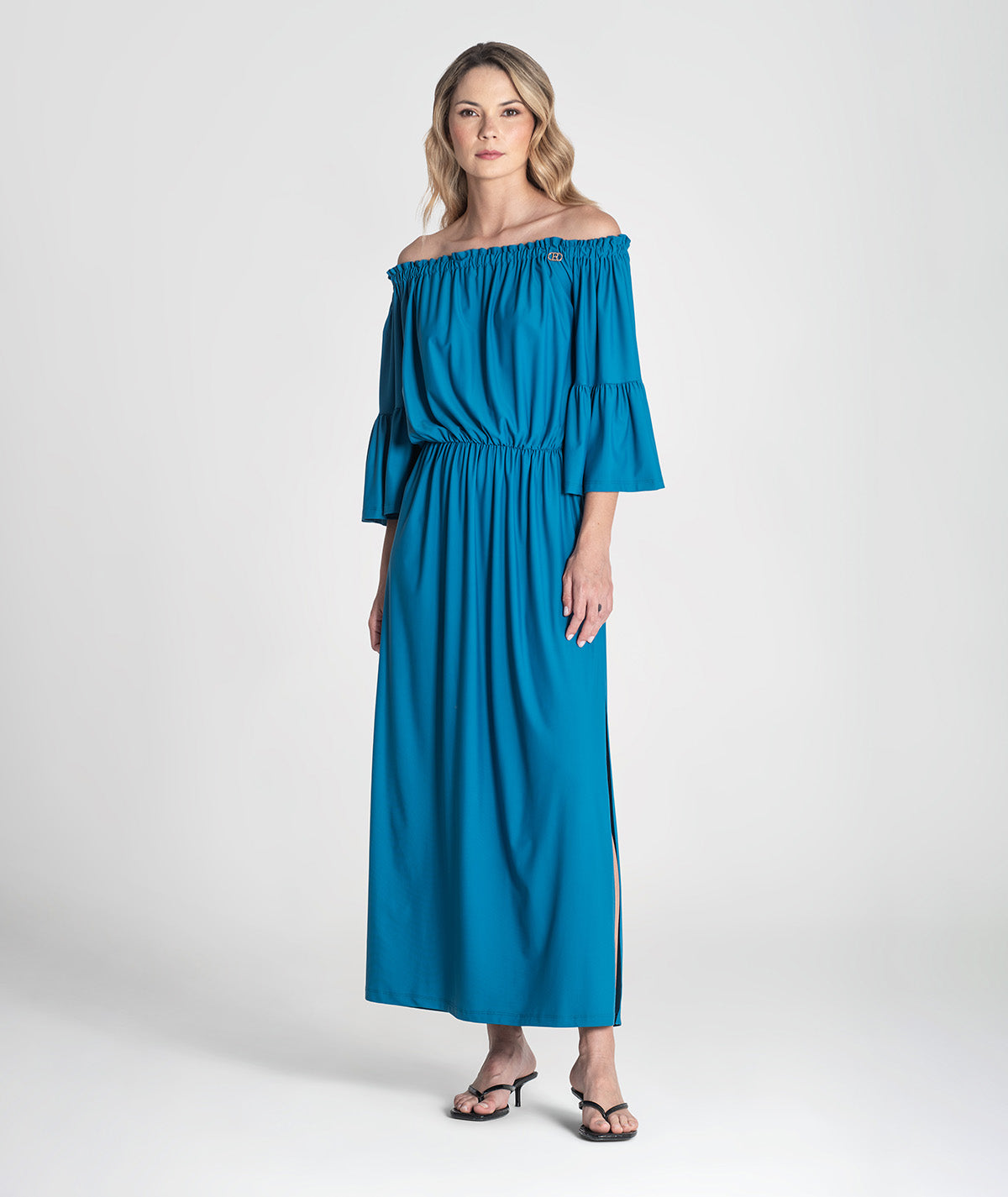 Vestido sem ombros com manga 6371