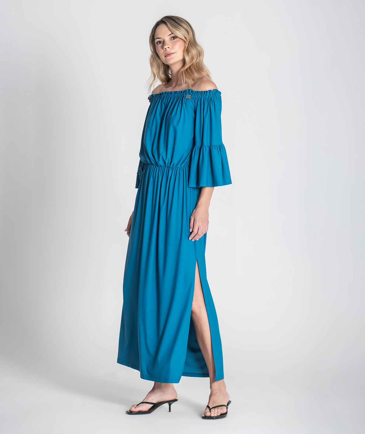 Vestido sem ombros com manga 6371