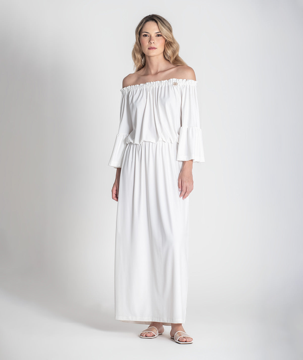 Vestido sem ombros com manga 6371