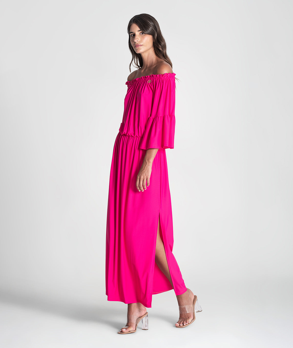 Vestido sem ombros com manga 6371