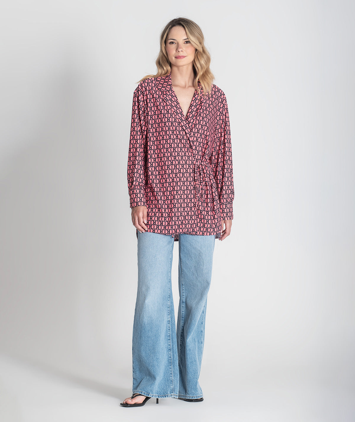 Casaco cruzado com padrão r 6374