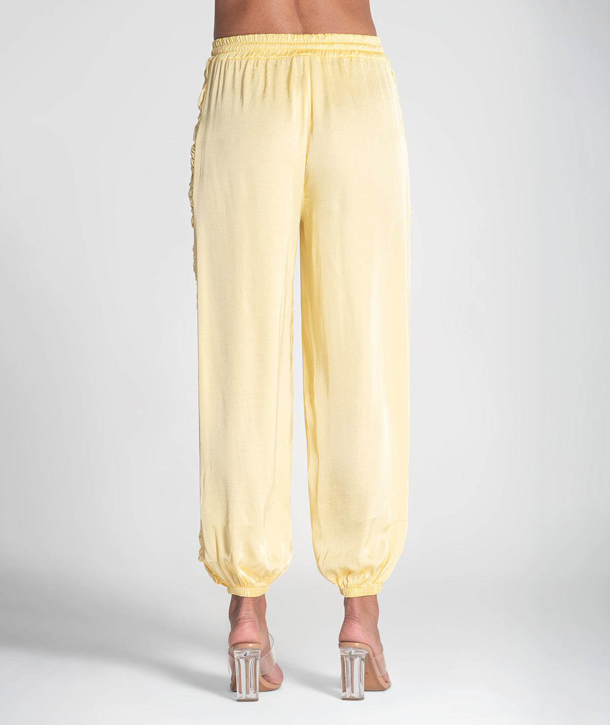 Calças com cordão e folhos laterais 6389