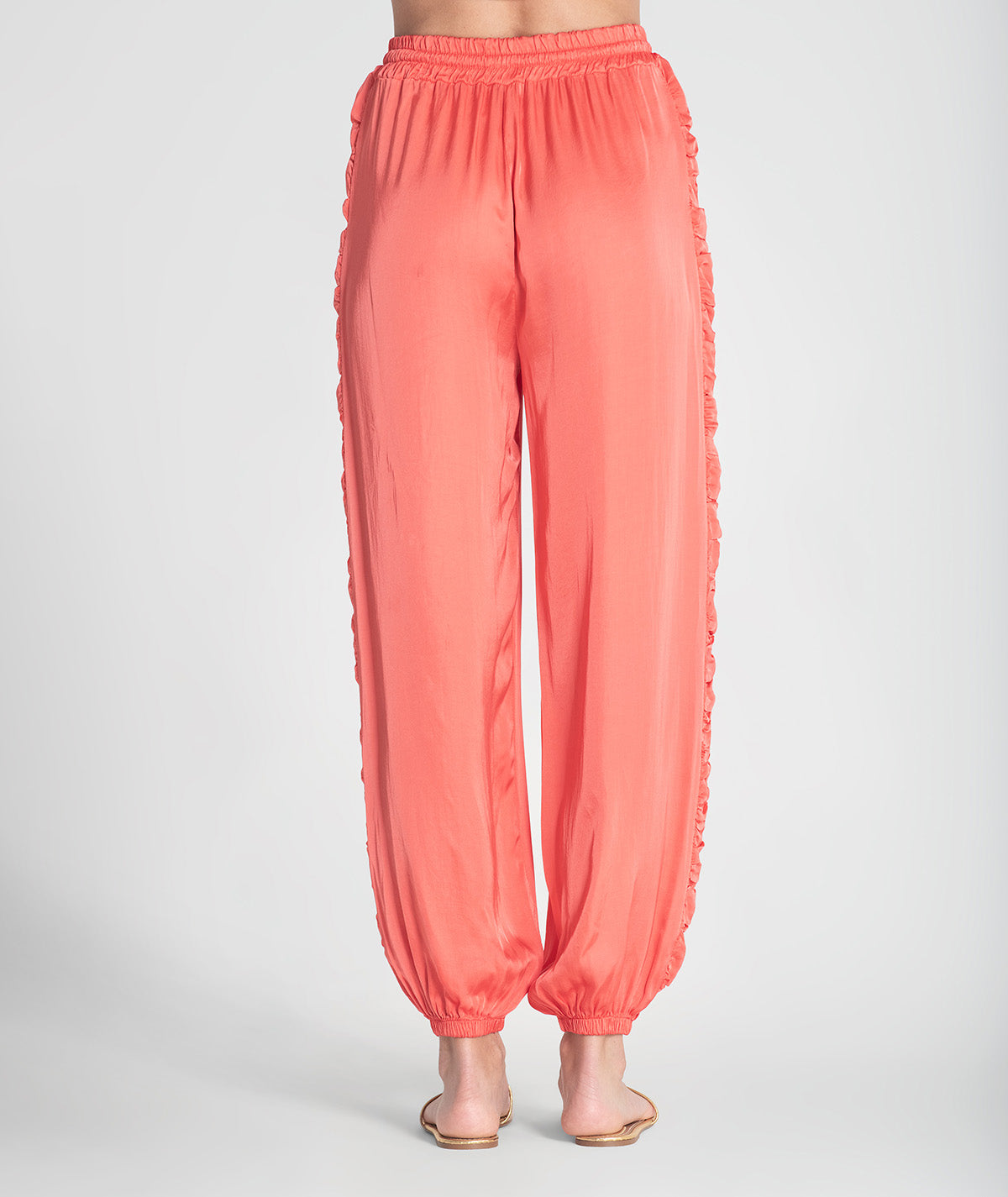 Calças com cordão e folhos laterais 6389