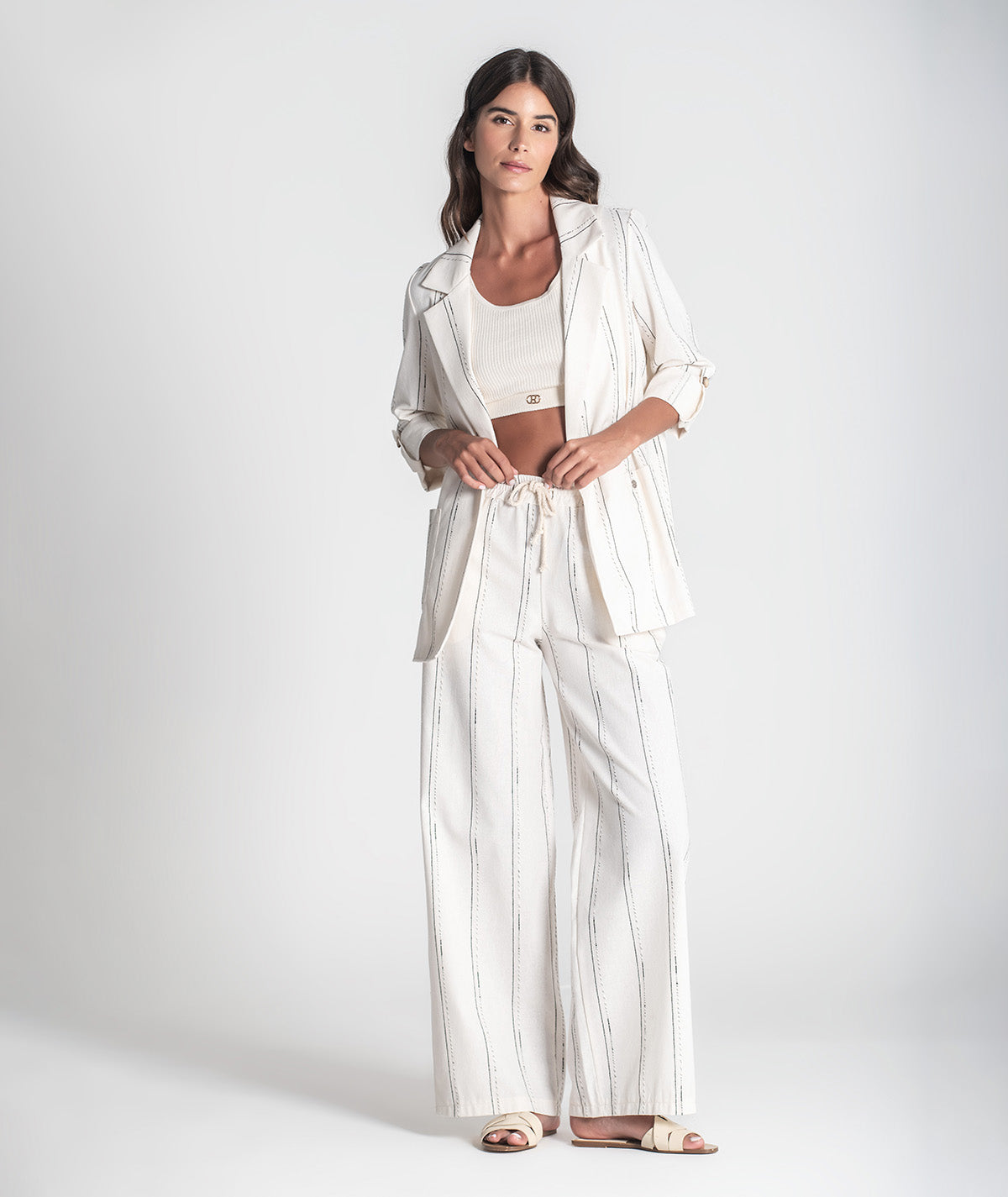 Blazer riscas com mangas ajustáveis 6396