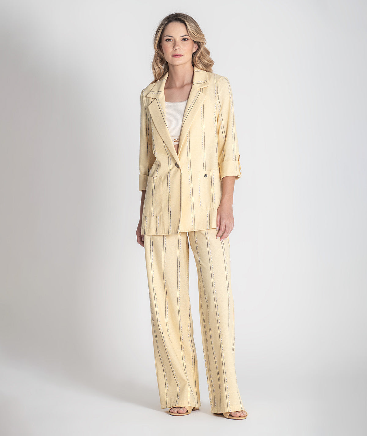 Blazer riscas com mangas ajustáveis 6396