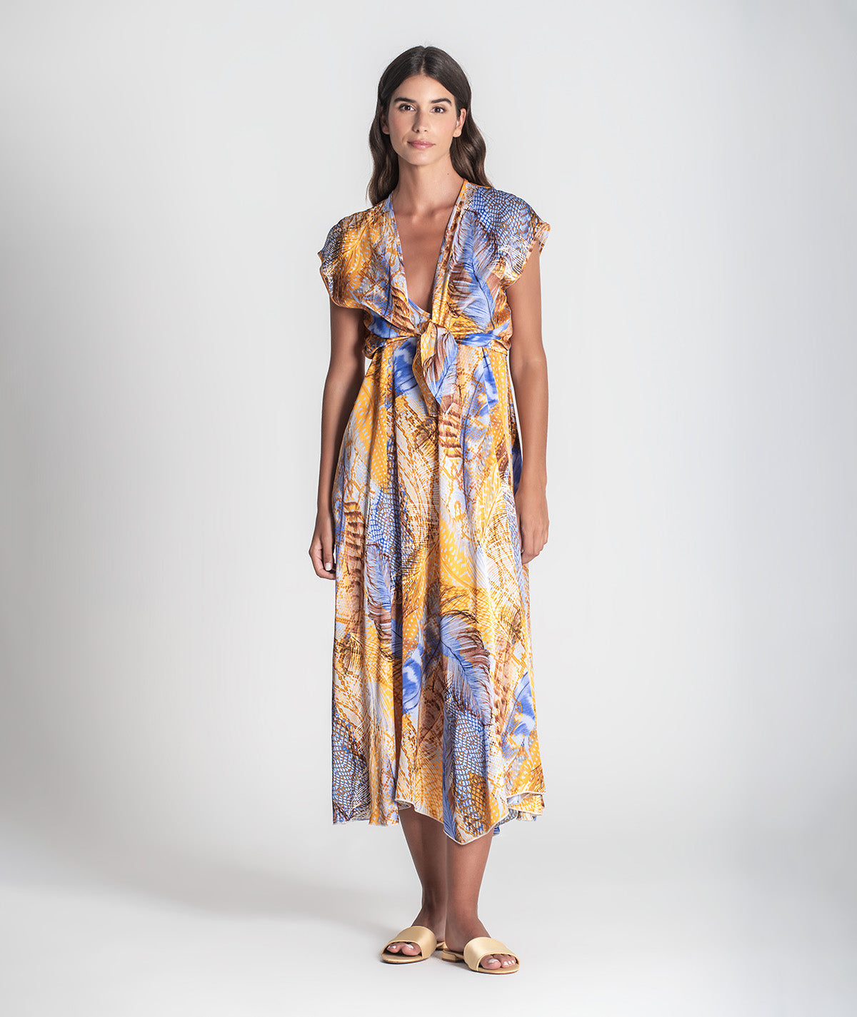 Blouse with knot and print 6413