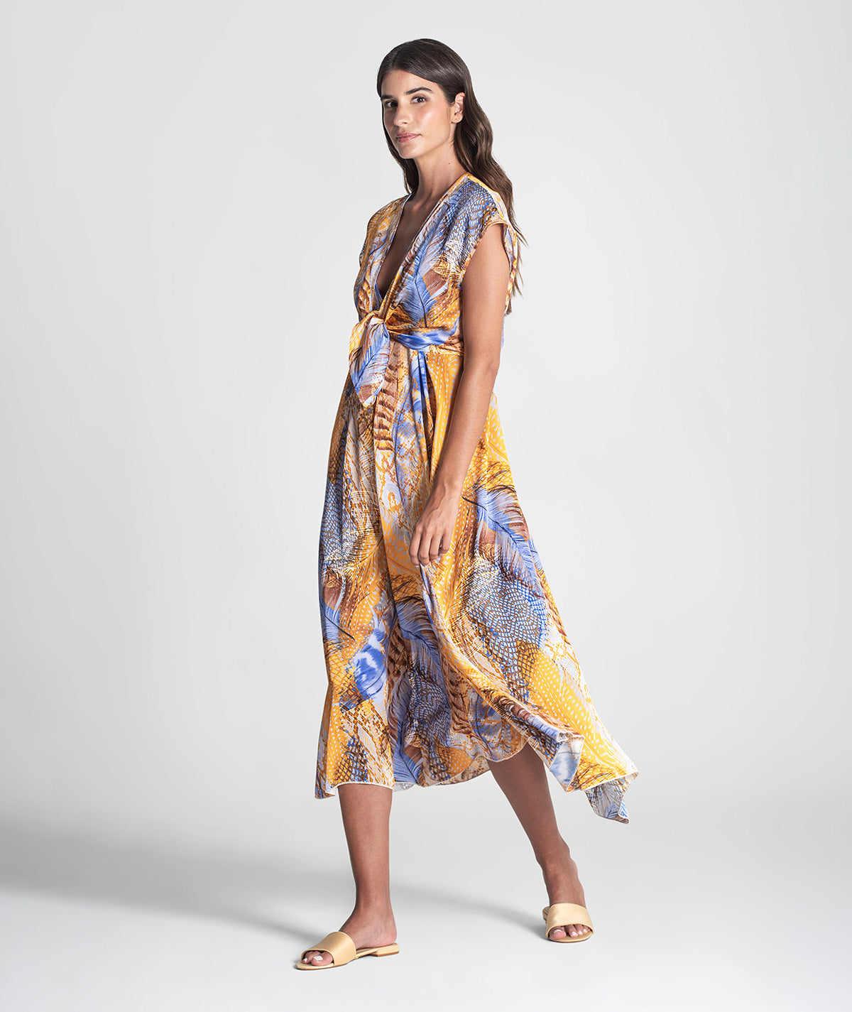 Vestido alças finas com padrão 6414