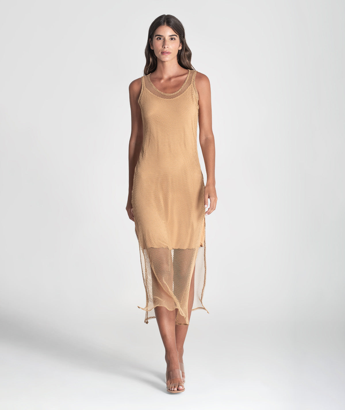 Vestido comprido perfurado com forro 6416