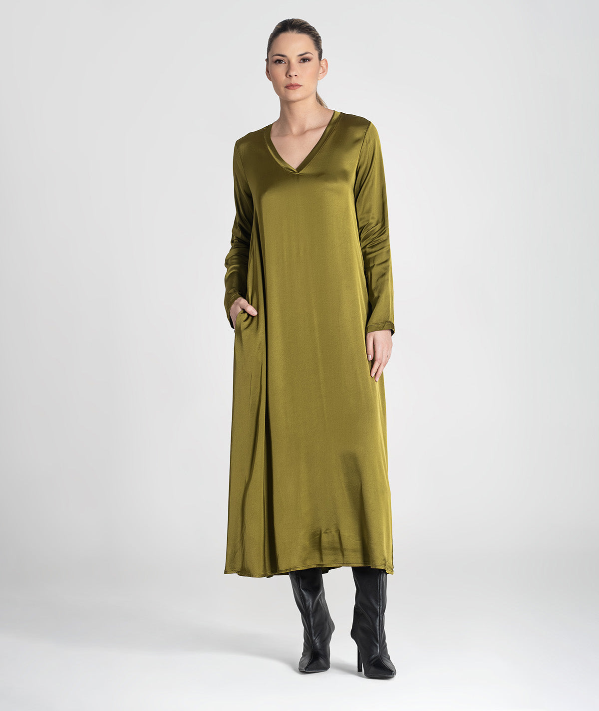 Vestido comprido de decote em v 6426