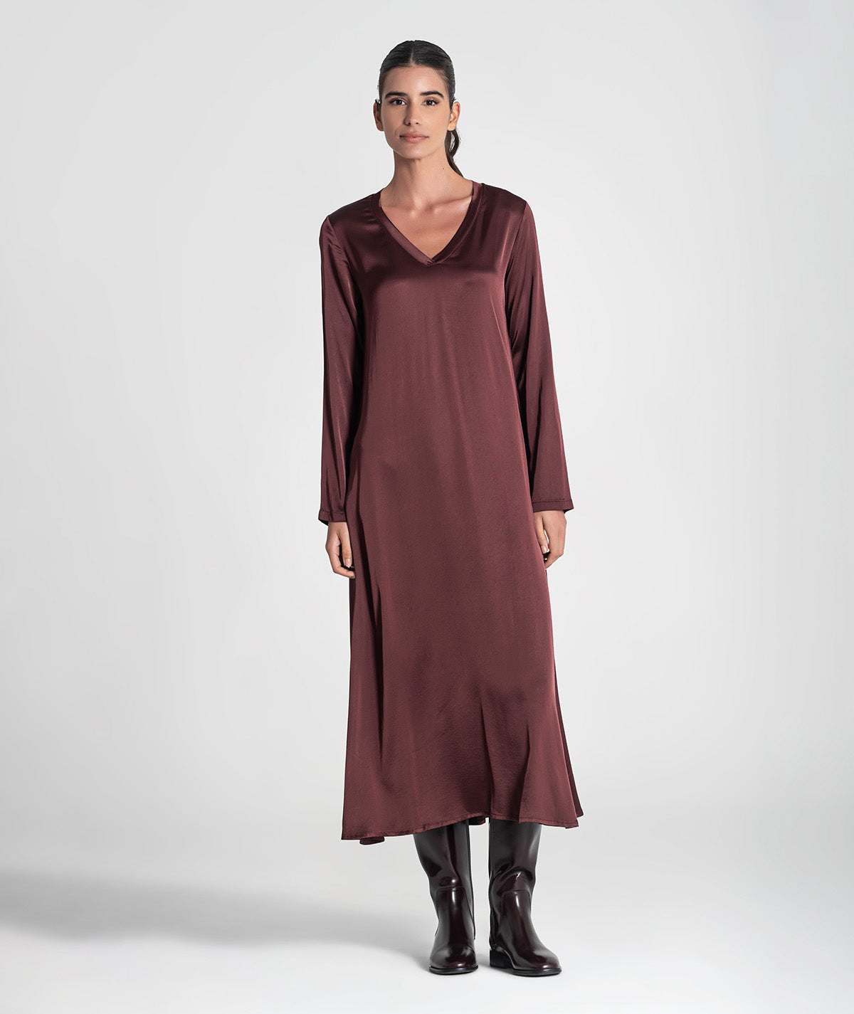 Vestido comprido de decote em v 6426